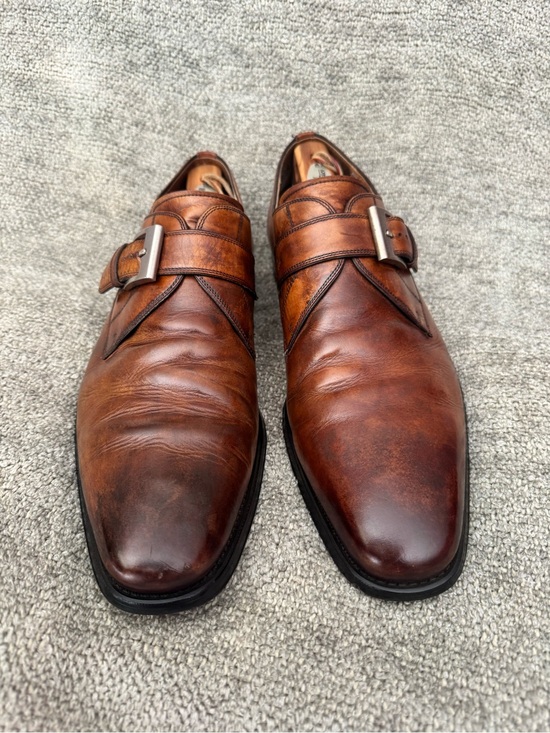 Magnanni Brown Leather Single Monk Strap Oxfords main image 5